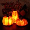 Cracked Pumpkin Figurine Halloween Light-up Pumpkin Sculpture Resin Fall Thanksgiving Tabletop Centerpiece for Halloween Autumn Harvest Home Decor