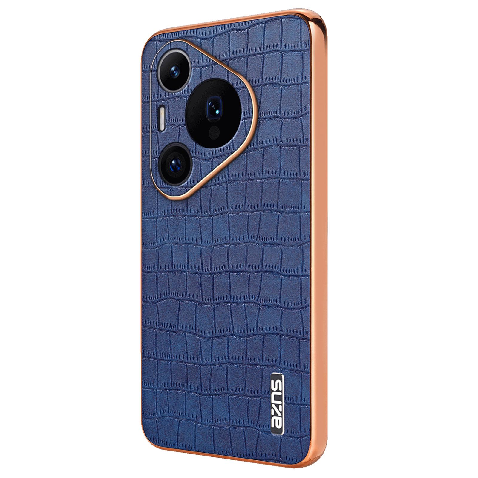 

For Huawei Pura 70 Pro/Pura 70 Pro+ Case PU Leather Coated TPU Electroplating Phone Cover Blue