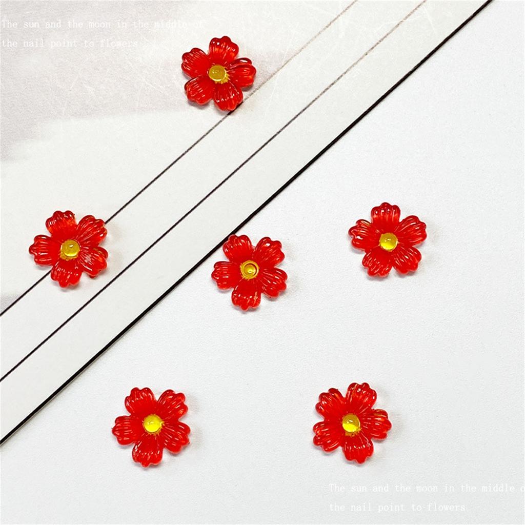50Pcs 10mm Resin 3D Colorful Flower Flatback Rhinestone Scrapbook Wedding Applique Decor Crafts