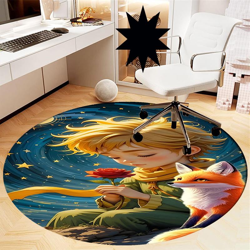 The Little Prince Printed Round Rug Carpet Chair Rug Area Rug Entryway Doormats,for Office Chair Living Room Bedroom Kitchen Room.