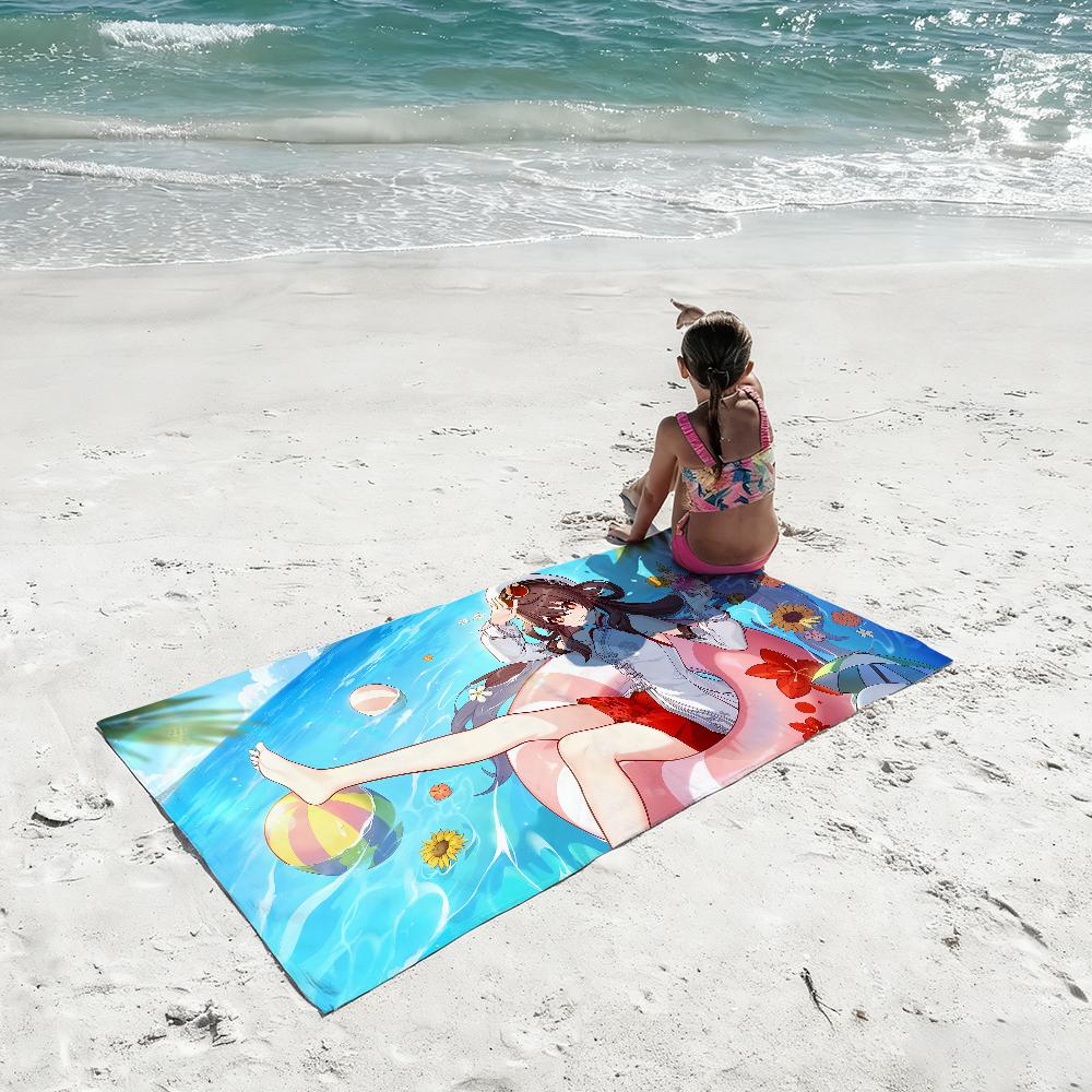 Genshin Impact Hu Tao Towel Quick Dry Absorbent Beach Towel for Sports, Fitness, Swimming and Outdoor Activities