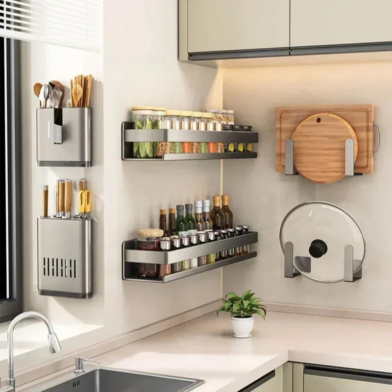 Wall-Mounted Multifunctional Seasoning Organizer Shelf - Practical Kitchen Condiment Storage Rack for Spices & Kitchen Tools