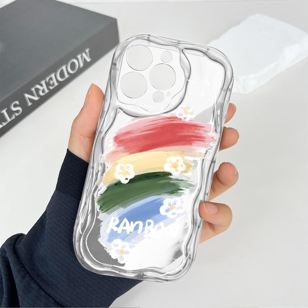 Carcasă cu textura cremă cu model de desene animate, cu margine ondulată, husă din silicon moale pentru telefon pentru OPPO Reno Realme OnePlus Vivo