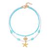 Starfish Shell Beaded Double Layer Pendant Necklace Bohemian Style Beach Vacation Accessory Women's Versatile Necklace