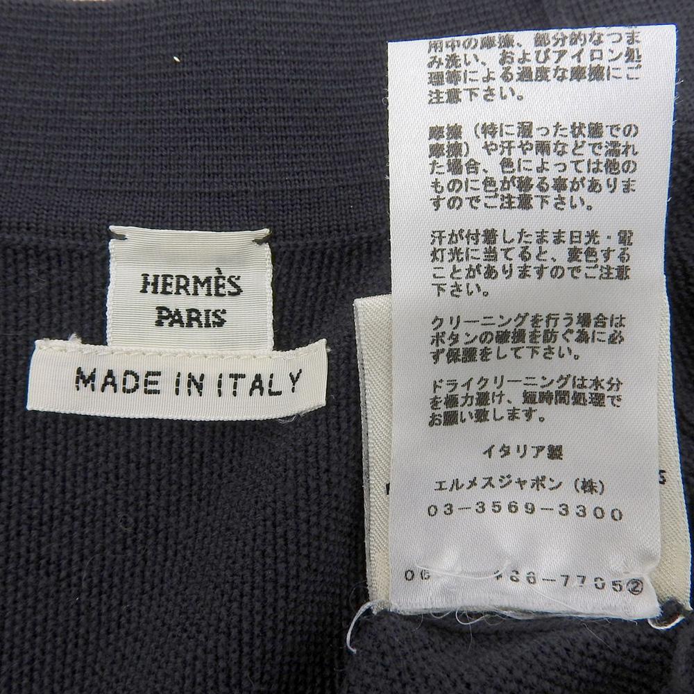 HERMES Beautiful wool stitch long cardigan for women, navy, size 36 tops 36 NavyUsed