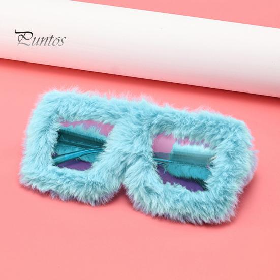 Women Sunglasses Fluffy Plush Trim Oblong PC Frame Anti-UV Sunscreen Eyewear for Club Parties Photography