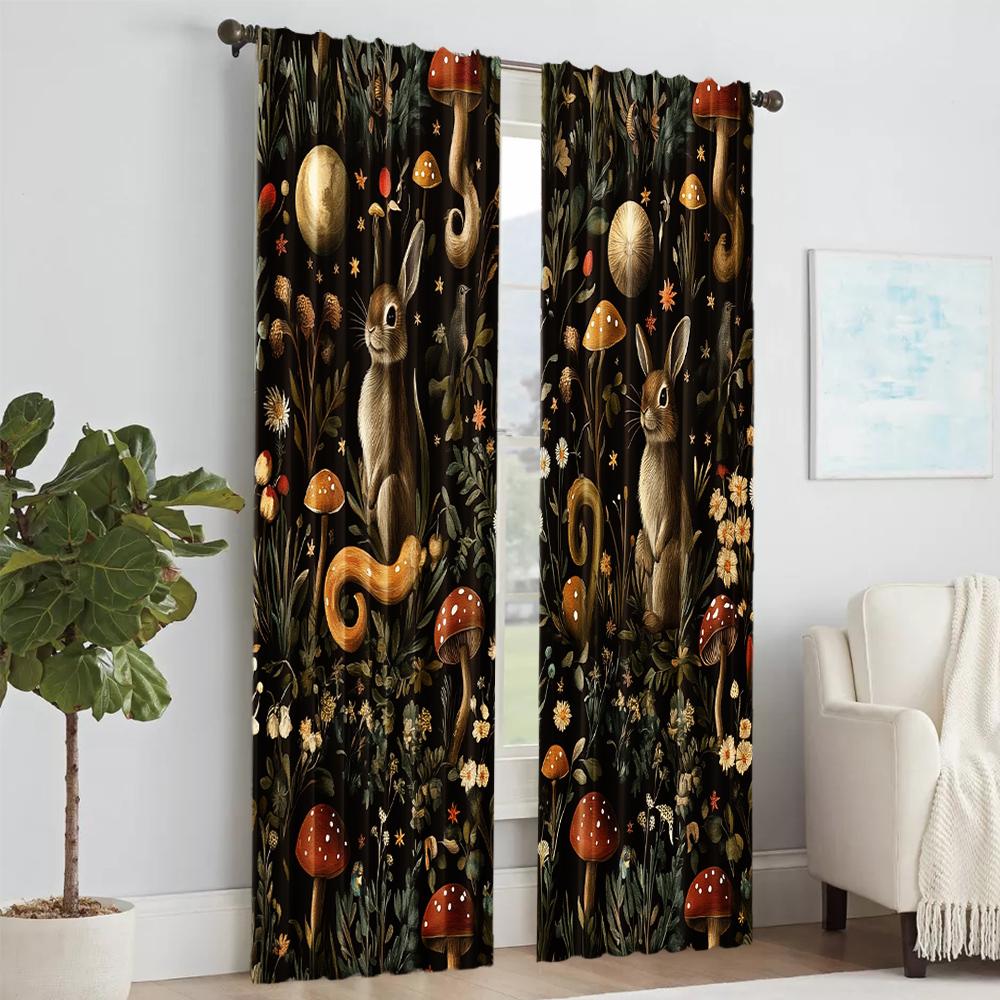 Set Of 2 Versatile Polyester Transparent Curtains Home Decoration Dark Flower Mural Use Bedrooms Living Rooms Made Area Window Treatment