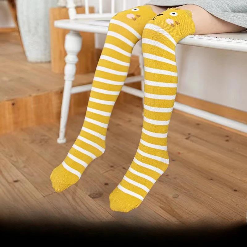 Children Knee High Socks Baby Kids Cartoon Animal Long Cotton Socks for Girls Boys Toddler School Striped Child Trendy