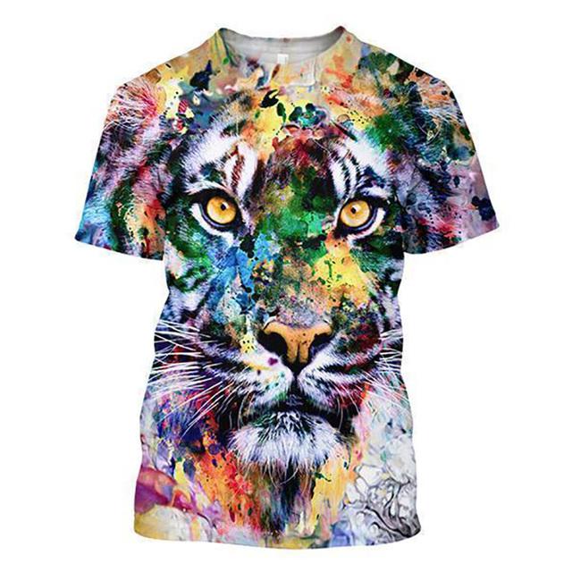 Tiger Grafik T Shirt Für Männer 3D Print Kurzarm Schwarz Tops Mode Herren Kleidung Männlich Atmungsaktive Sweatshirt Sommer Streetwear