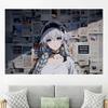 Anime Girl Tapestry Long Silver Braid Anime Girl Purple Eyes Game Character Wall Hanging Indie Cool Room Background Decor