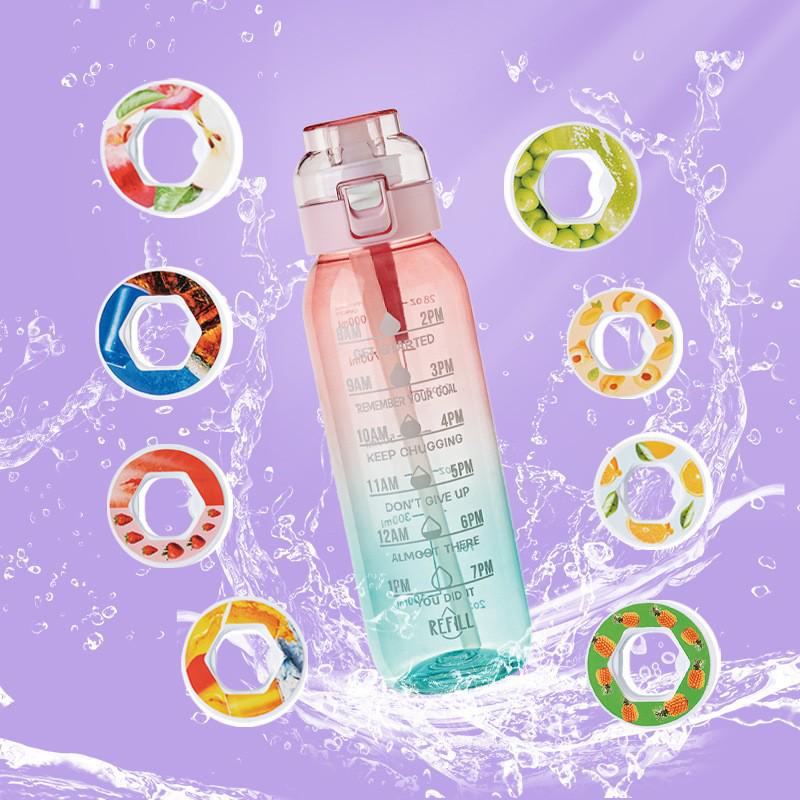 Fruit-Flavored Zero Calorie Water Bottle with Pop-Up Lid and Aroma Ring
