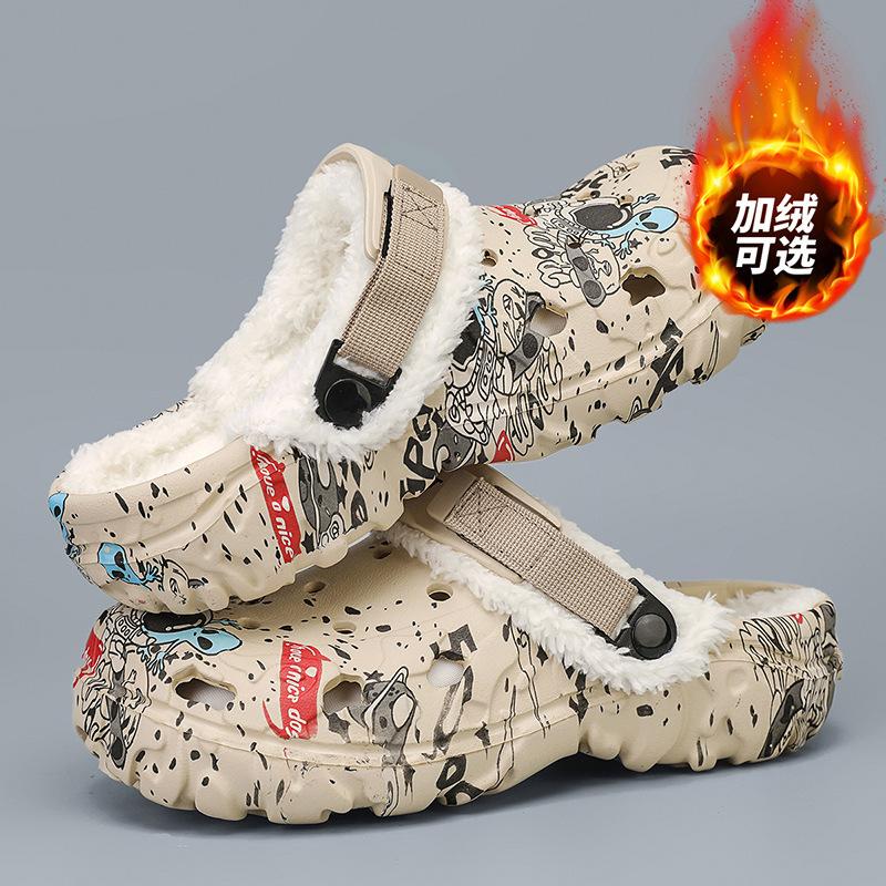 Winter und Sommer zwei Tragevarianten abnehmbarer Beutelkopf Strandschuhe leicht große Größe Lochschuhe weiche Sohle Baumwollschuhe Herrenschuhe