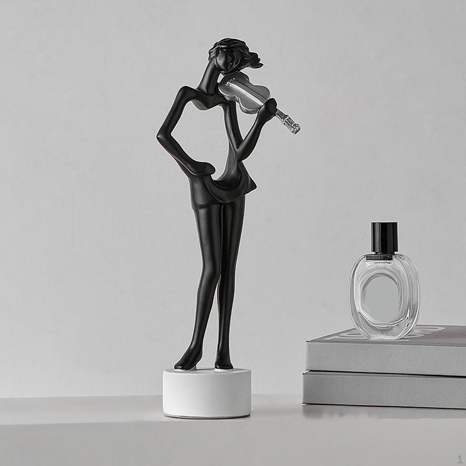 

Статуя музиканта на скрипці 20 см Прикраса столу Ремесло Музичний інструмент Гравець Мініатюра чорний