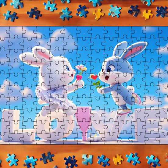 130ks/sada Pár Skládačka Králík Valentýn LÁSKA Zajíček logická hra Děti Dospělí Vzdělávací papírové puzzle Hračka Domácí dekorace