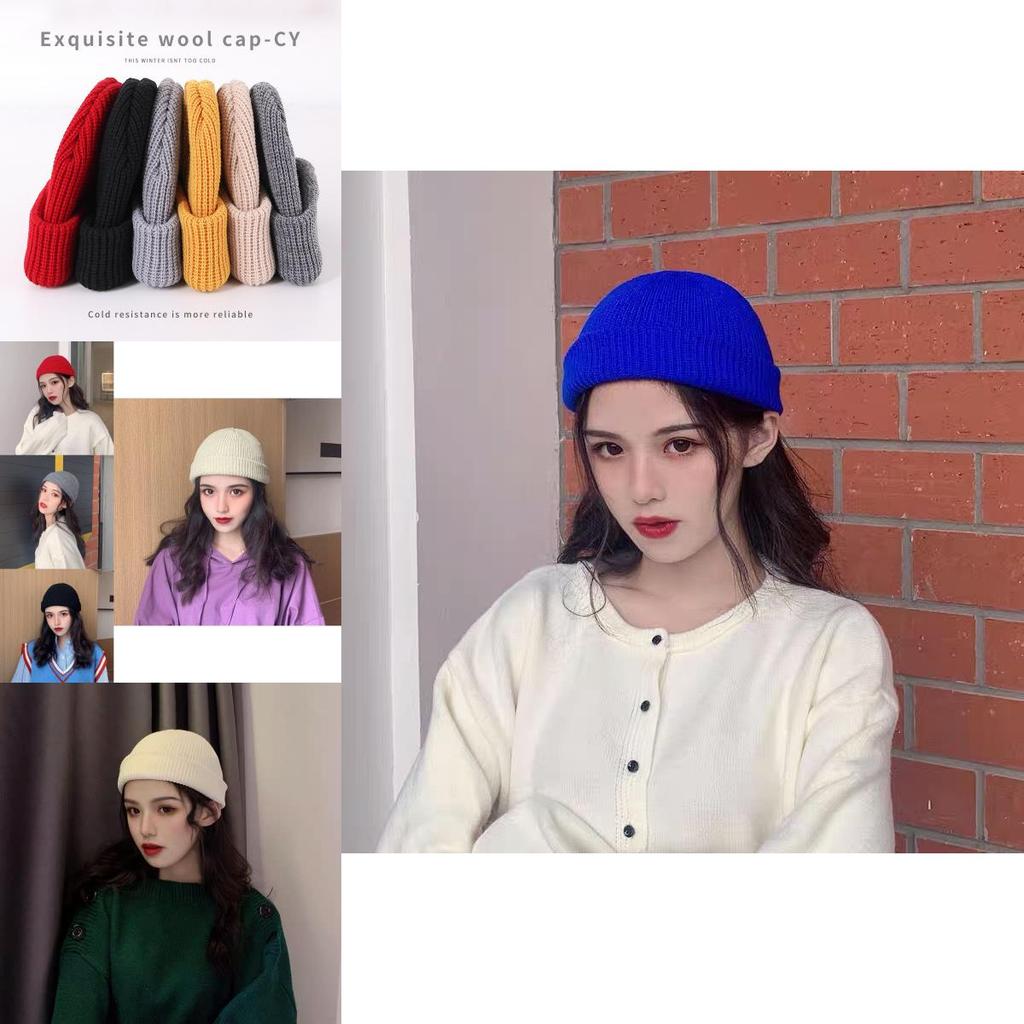 Warm Unisex Knit Beanie Round Top Cotton Hat Soft Winter Comfort