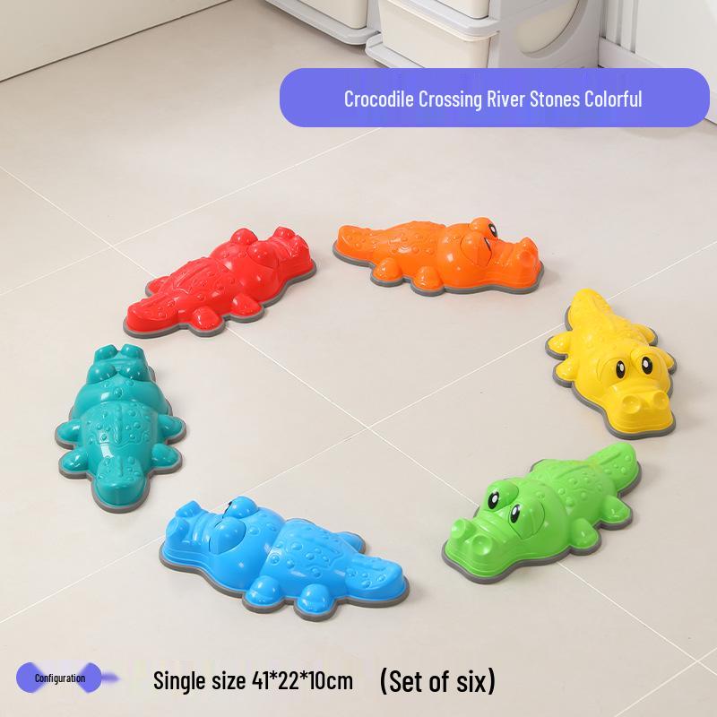 Kids Sensory Balance Crocodile River Stones: Outdoor Multi-Functional Educational Foot Pedals for Kindergarten
