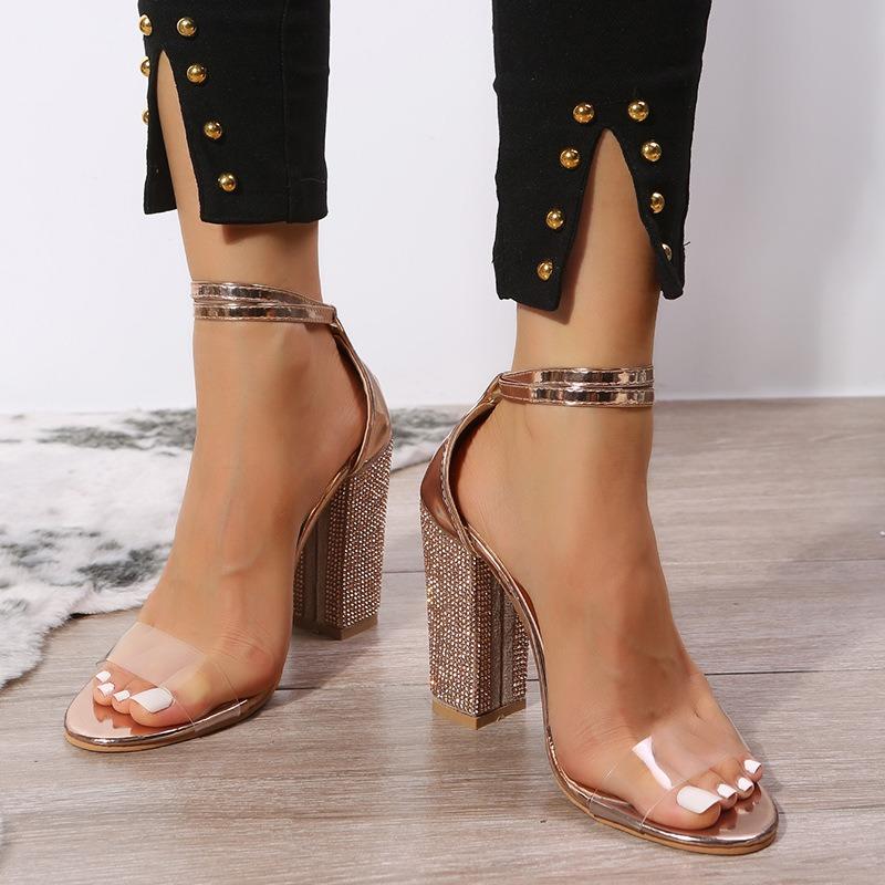 Chunky High Heeled Sandals Women Round Head Sandals