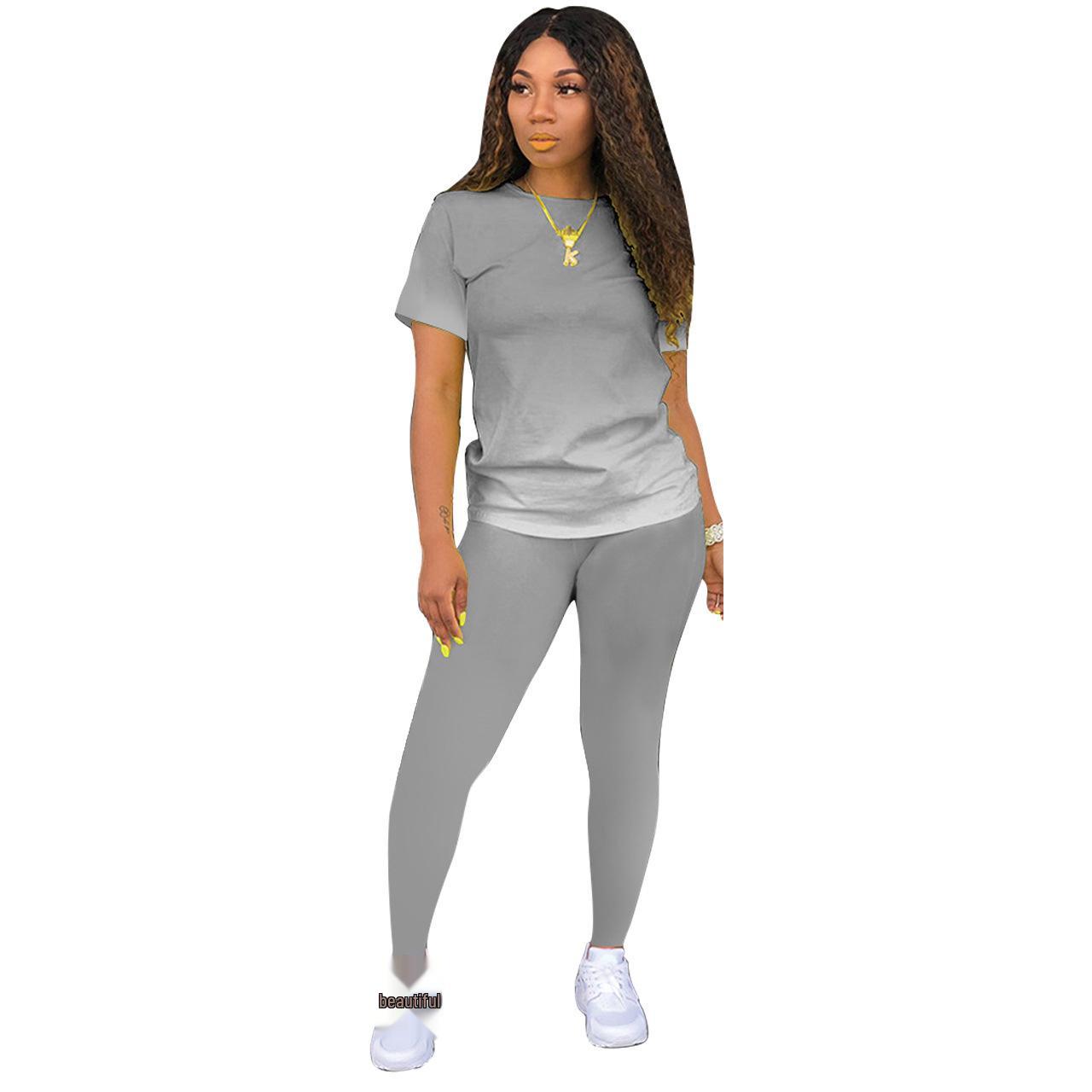 

2023 Жіночий повсякденний комплект-двійка з градієнтним цифровим принтом для дому Small сірий колір