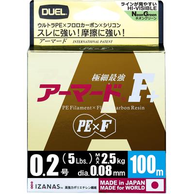 DUEL PE-Schnur 0.2 Armored F+ 100m 0.2 NM Neongrün H4000-NM