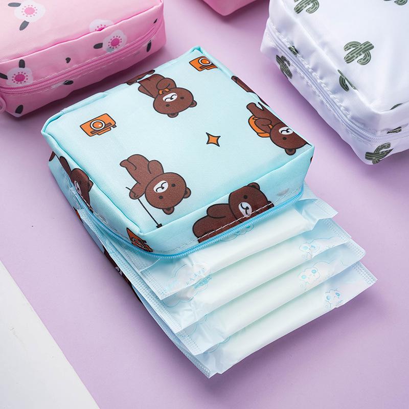 High-End Cube Sanitary Napkin Storage Bag Travel Makeup Organizer