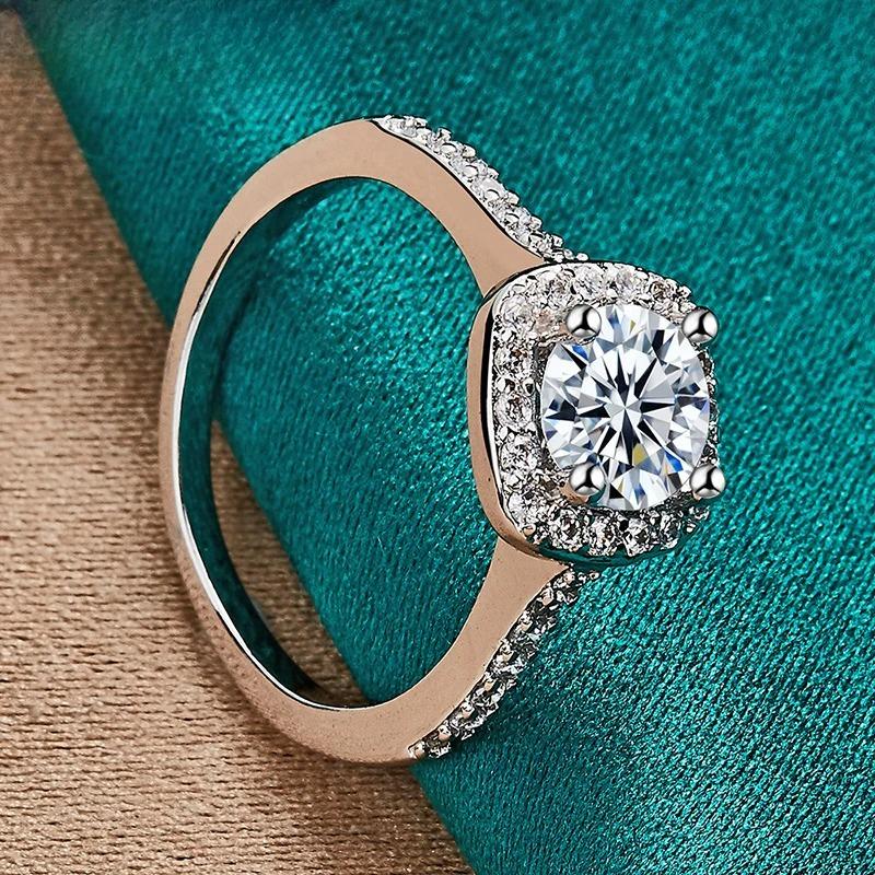 High Quality 925 Sterling Silver Square Four Claw Zircon Rings for Women Couple Gifts Fashion Party Wedding Jewelry