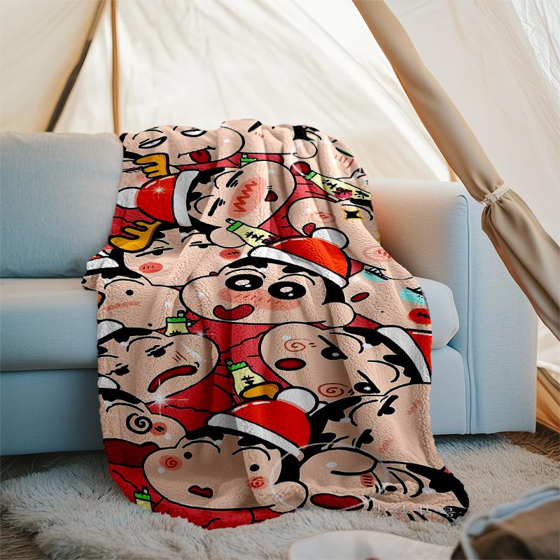 Crayon Shin-chan printed throw blanket—soft,warm;versatile blanket for all seasons—perfect as &air-conditioning throw,nap blanket