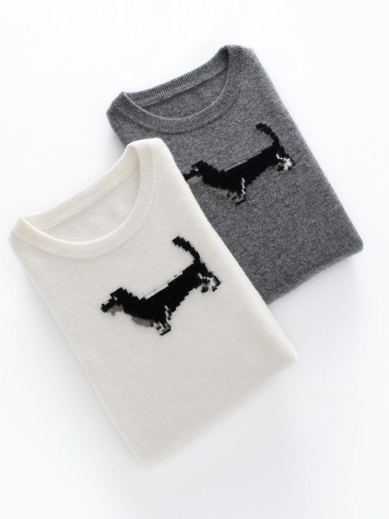 Puppy Embroidery Cashmere Sweater: Autumn Knitted Pullover, Age-Reducing and Playful Design