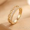 1PC Sweet and Cool Style Double Layer Chain Diamond Ring Unique designer ring Luxury and sophisticated accessories Hypoallergenic and colorfast The