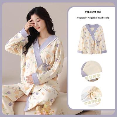 Set Pigiama Imbottito Postparto per Mamme Plus Size - Autunno/Inverno Abbigliamento da Casa per Allattamento e Maternità