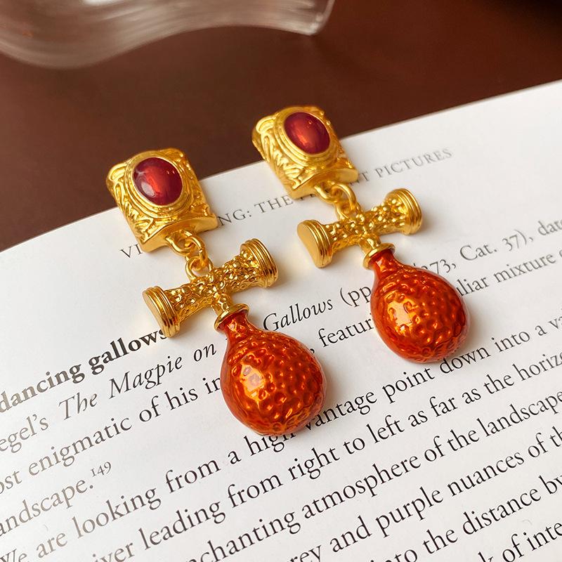 

Винтажные овальные геометрические серьги-пусеты Серебряная игла - придворный стиль