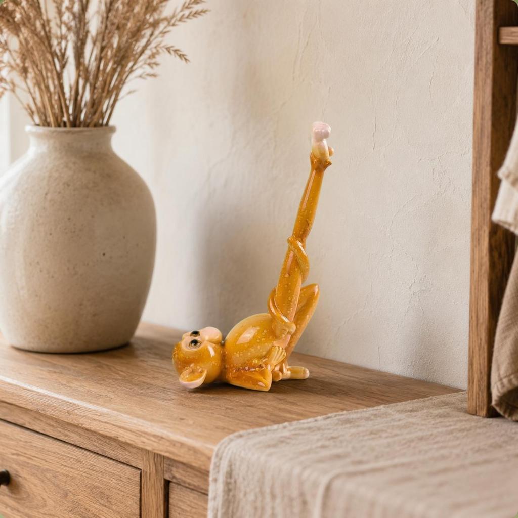 Resin Monkey Figurine Glossy Tabletop Monkey Ornament Creature Statue Translucent Home Decoration Collectible for Cabinet