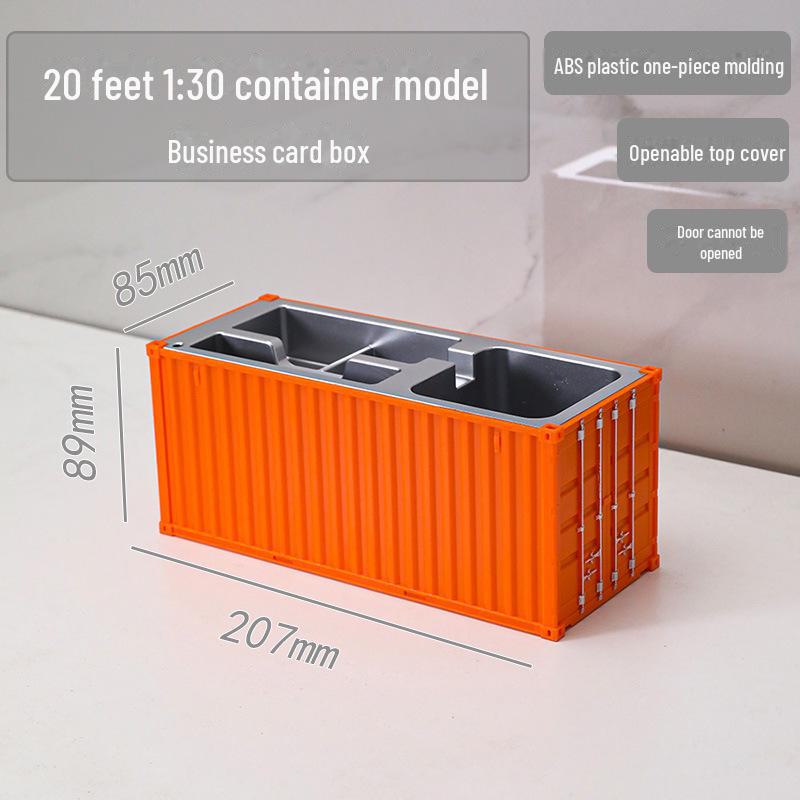 20ft Container Model Pen Holder & Business Card Box with Customizable Patterns/Text - Plastic Ornament