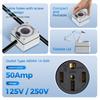 50 Amp RV Power Outlet Box, 125V/250V NEMA 14-50R RV Outlet, Weatherproof Electrical Box With Receptacle Panel, Outdoor Power Box For RV'S Campers