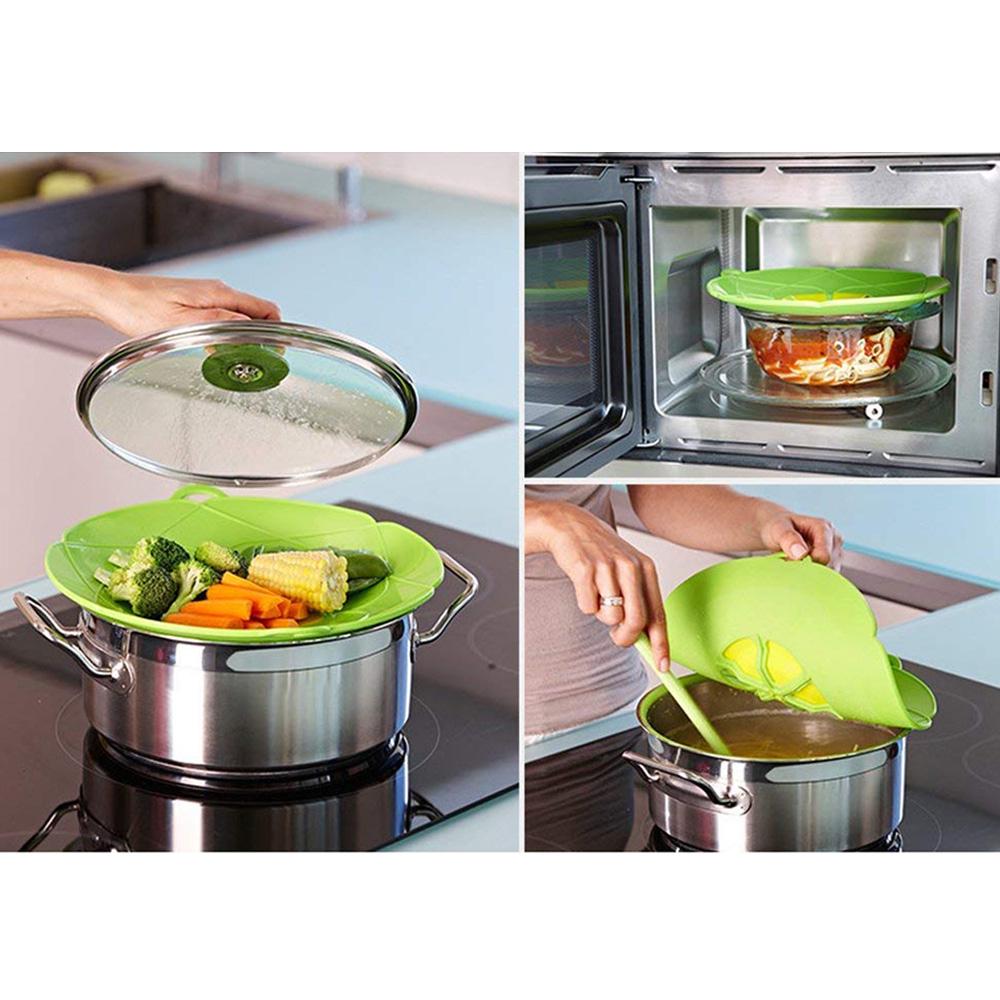 2 Pezzi Tappo Anti-Sversamento Copri Pentola Protezione Anti-Trabocco Tappo in Silicone per Pentola Schermature Anti-Schizzi Strumento da Cucina Multifunzione Verde