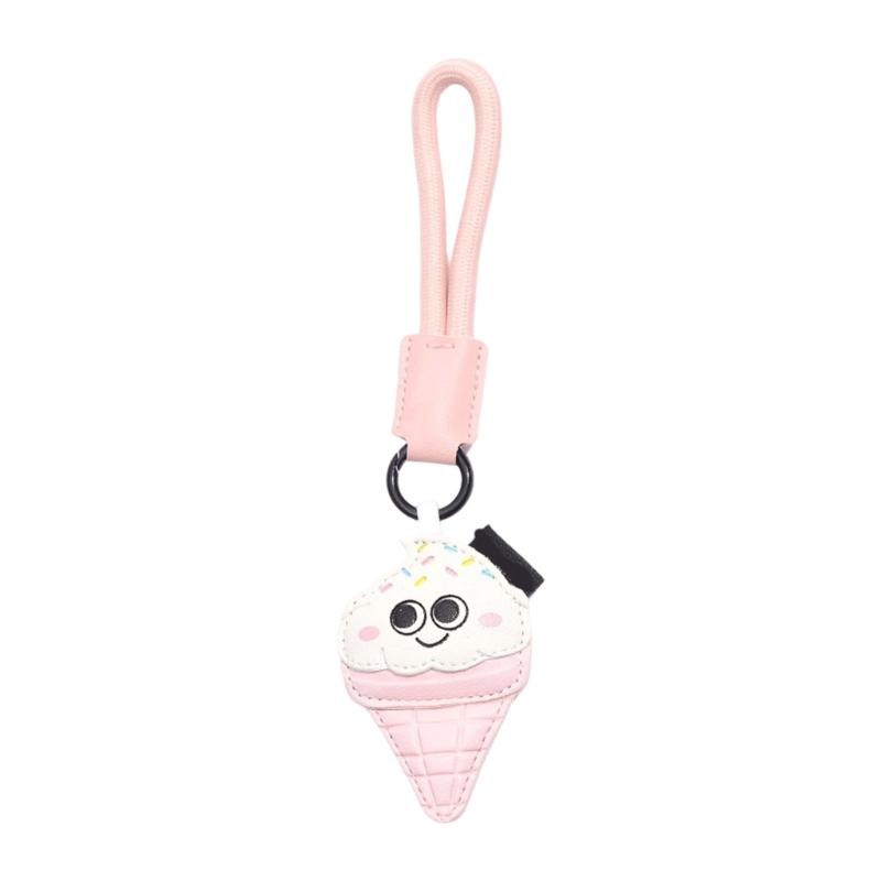 Mignonnes Frites Thés au Lait Porte-clés en Cuir PU Breloque de Sac Pour Couples Accessoire de Mode Pratique Fermoir Métallique Sécurisé