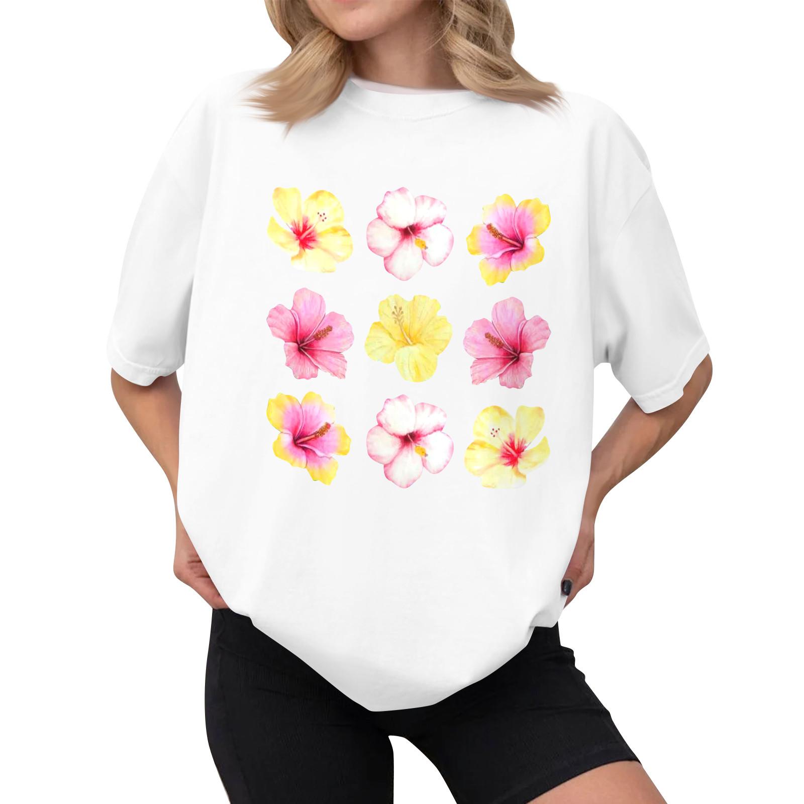 

Женская повседневная футболка с принтом, пуловер с круглым вырезом, топ с короткими рукавами XXXL жёлтый