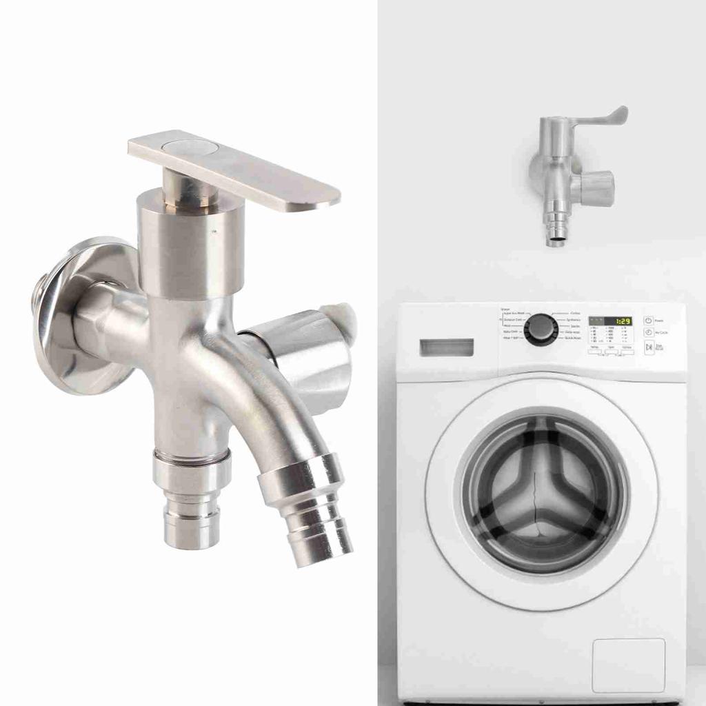 Kran Wodny Gwint Męski G1/2 Podwójne Wyjście Stal Nierdzewna Bateria Wodna do Ogrodów Pralek