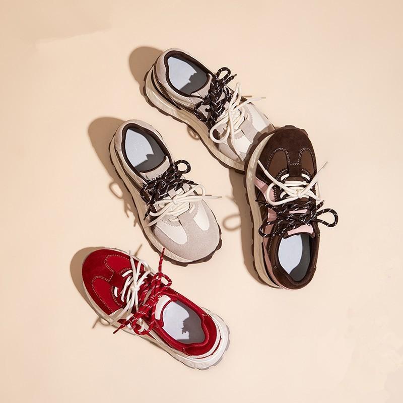 2025 autumn new German training shoes waterproof table fashion casual shoes autumn ins women's shoes round head height increase Forrest Gump shoes