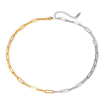 Youthway Metalic Stainless Steel Colorblock Chain Necklace Pvd Minimalist Texture Statement Collar Necklace Jewelry Gift