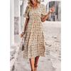 V-neck Short Sleeve Floral Printed Dress Summer Fashion Elegant Loose Long A-line Party Dresses Casual Bohemian Beach Slim Fit Elegant Clothing