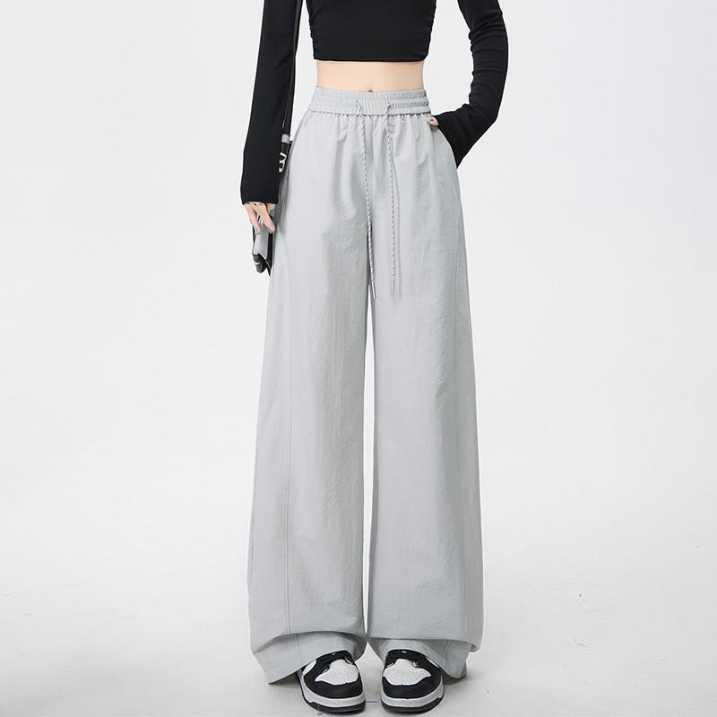 

Women s Quick-Dry Wide-Leg Scythe Pants - Spring/Summer 2026 Fashion, Sun Protection, Loose Fit M серый/белый