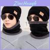 Conjunto de Gorro de Inverno Tricotado e Cachecol com Forro de Fleece para Adultos e Crianças
