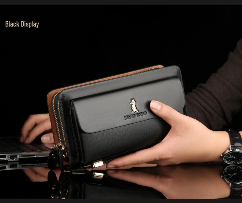 Pánská businessová taštička na zip: Peněženka a držák na karty s velkou kapacitou