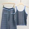 Women's Autumn/Winter Jacquard Knit Cardigan, Vest, and Wide-Leg Pants Set