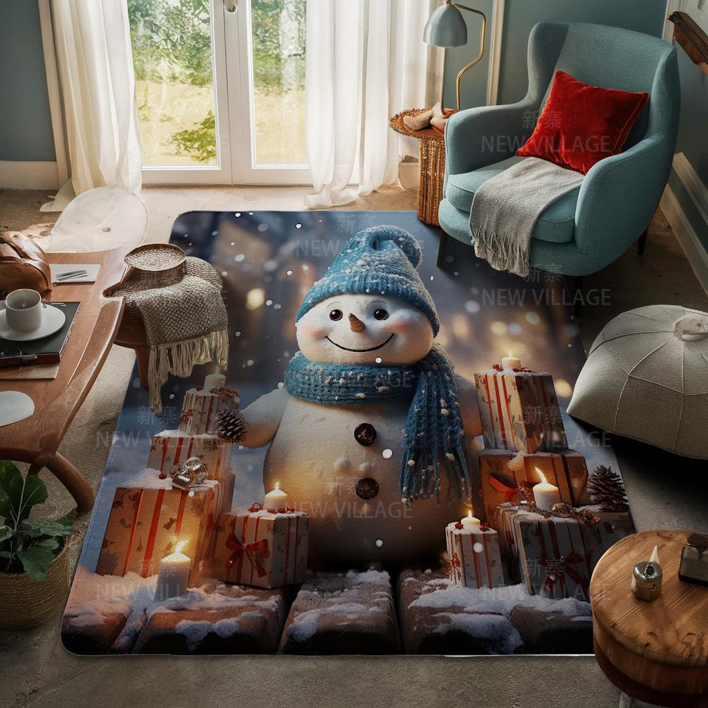 House Entrance Carpet Home Door Mat Living Room Bath Foot Bathroom Non-slip Water Absorption Rugs Bath Merry Christmas Winter