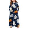 Girls' Maxi Dress Halloween Day- Long Sleeve Pocket Dress