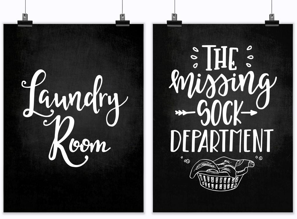 Inkdotpot 2 Piece Laundry Signs for Laundry Room Decor Wash Dry Fold Repeat Poster With Frame, Laundry Room Wall Art Signs Framed