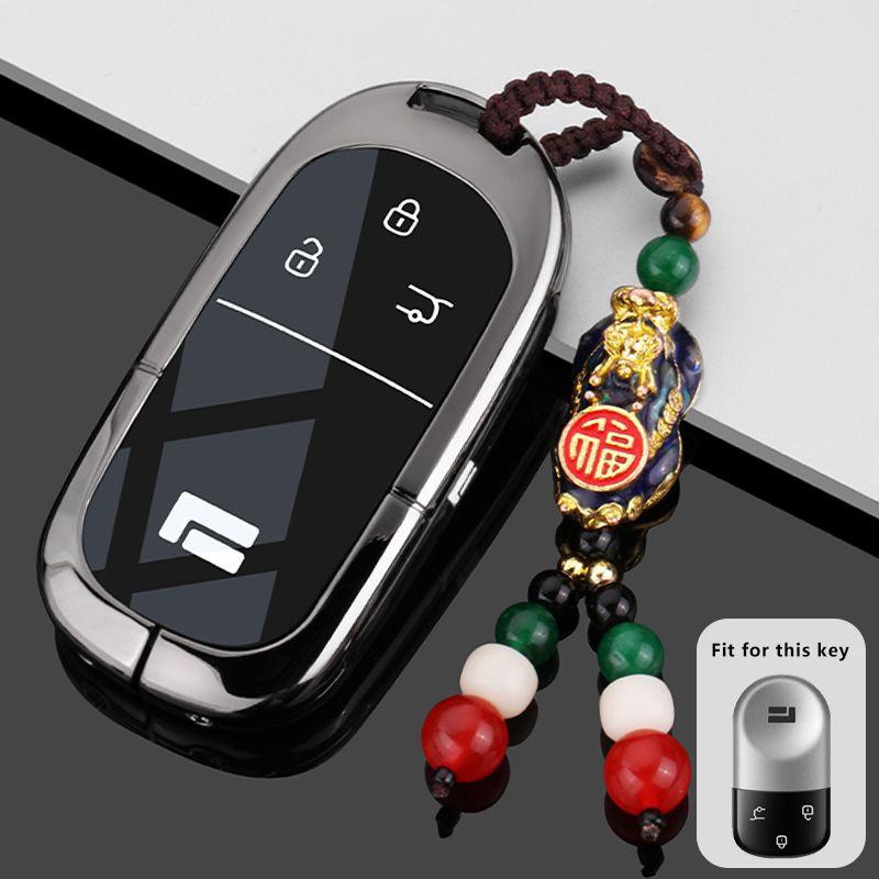 Zinc Alloy Car Key Case for Rox 01 Jishi Polestones Car-Styling Remote Cover Shell Keychain Housing Ring Holder Fob Accessories