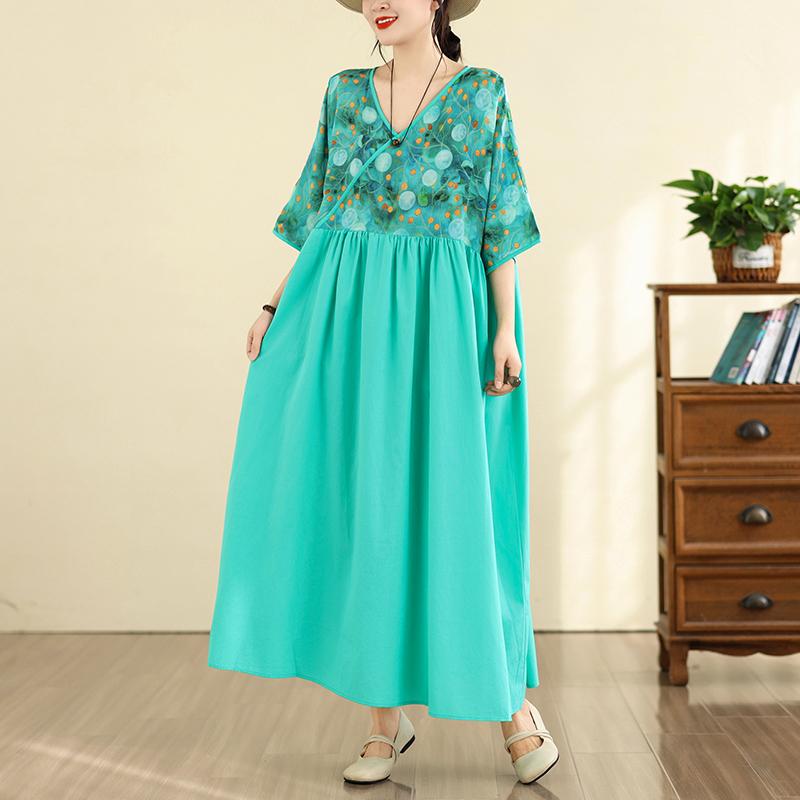 DIMANAF New 2026 Women Plus Size Summer Casual Long Dress Cotton Loose Oversize Maxi Beach Sundress Elegant Vintage Lady Print Floral