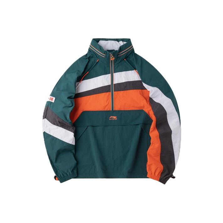 Li-Ning Color Block Half-Zip Packable Hooded Jacket Men Jackets Ocean-Blue AFDQ379-4